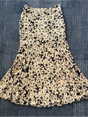 Black and Yellow Floral Midi Skirt